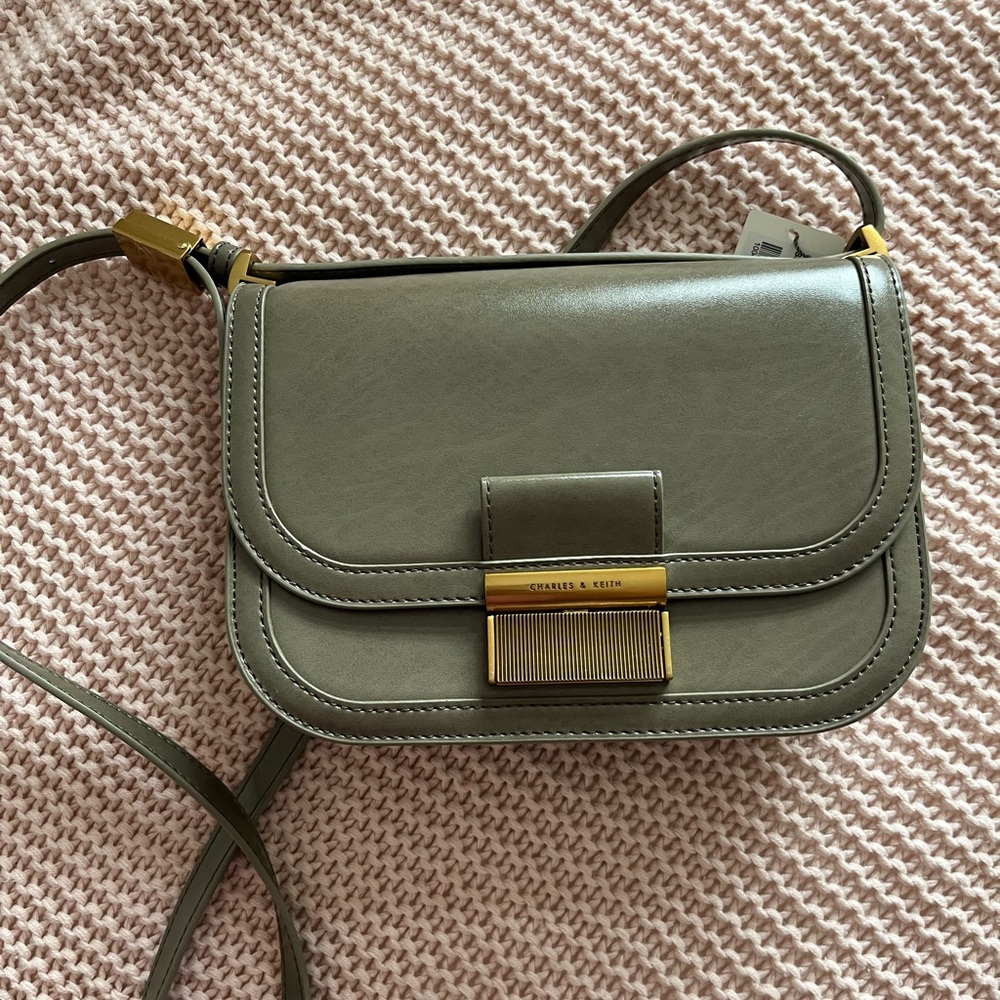 Charles and Keith crossbody purse in taupe